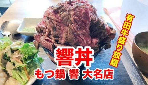 【もつ鍋 響 大名店】レア牛肉盛り放題の「響丼」 福岡女子大行列の中、独男が肉山盛りにして食べてきた件