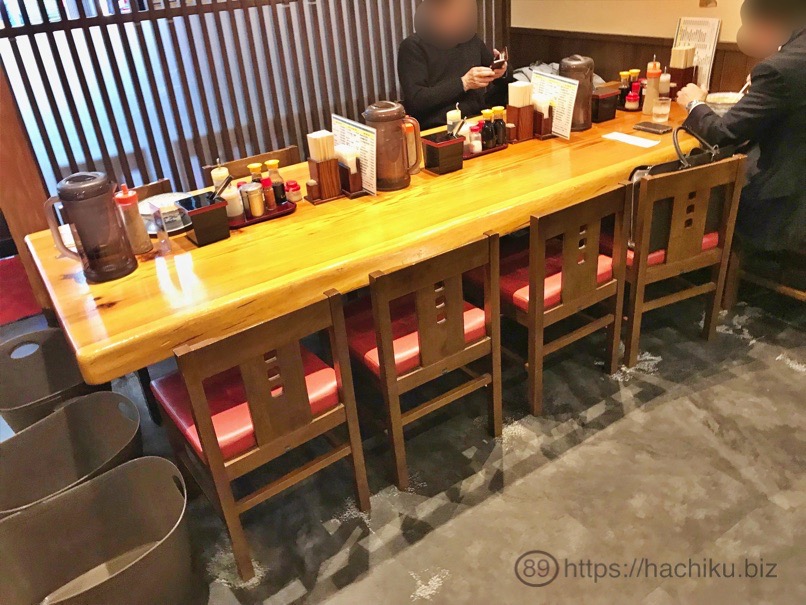天神赤のれん　店内　テーブル